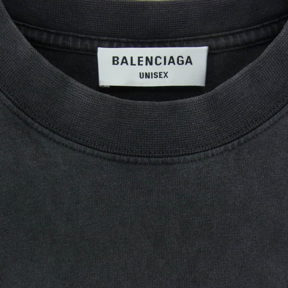 BALENCIAGA バレンシアガ 612965 TMVL5 USED加工 ロゴプリント 半袖 Tシャツ カットソー ブラック系 XXS【中古】