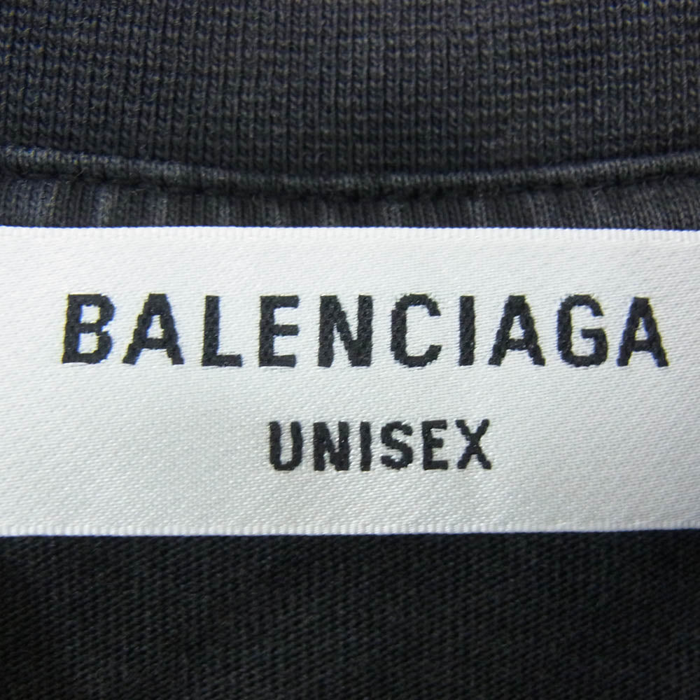 BALENCIAGA バレンシアガ 612965 TMVL5 USED加工 ロゴプリント 半袖 Tシャツ カットソー ブラック系 XXS【中古】