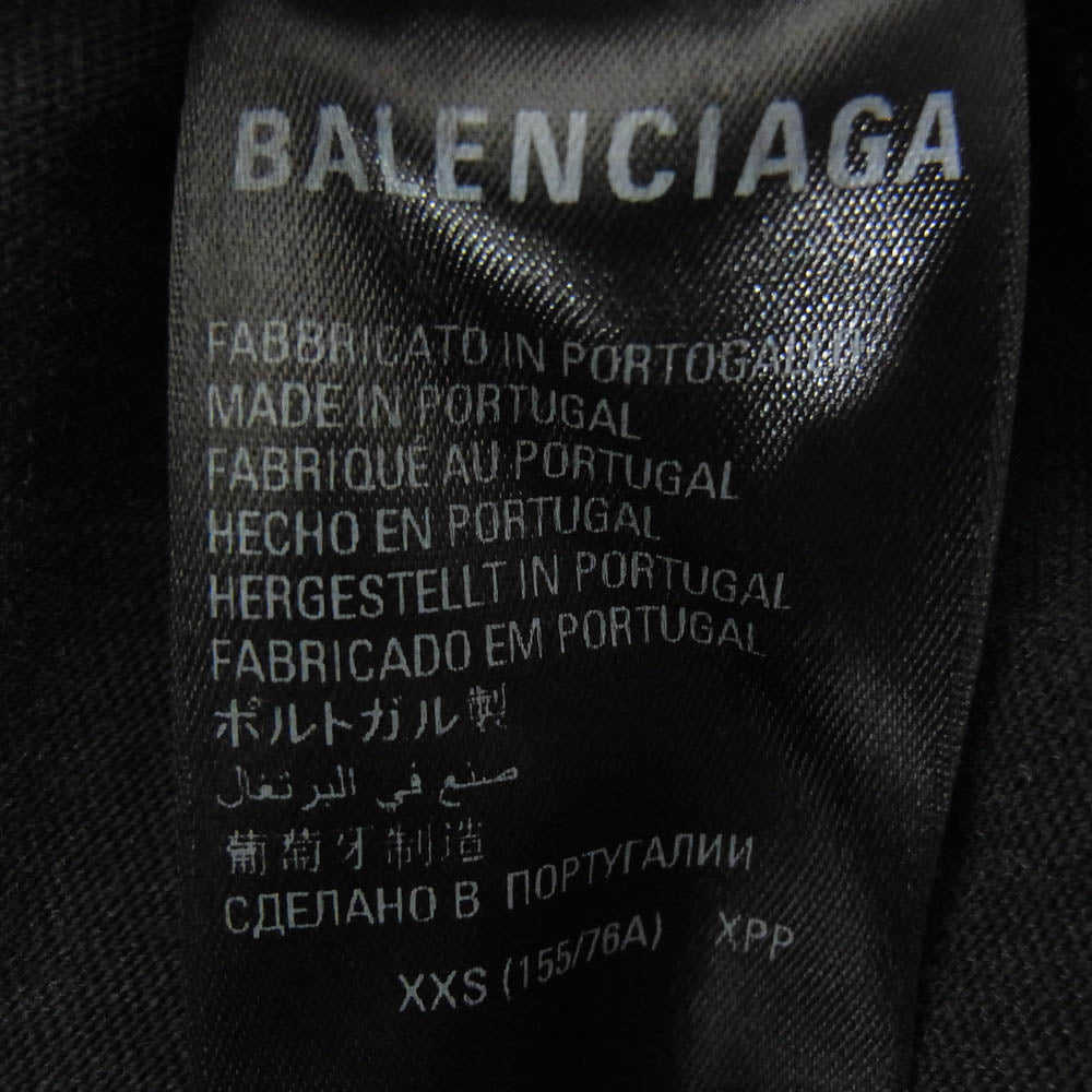 BALENCIAGA バレンシアガ 612965 TMVL5 USED加工 ロゴプリント 半袖 Tシャツ カットソー ブラック系 XXS【中古】