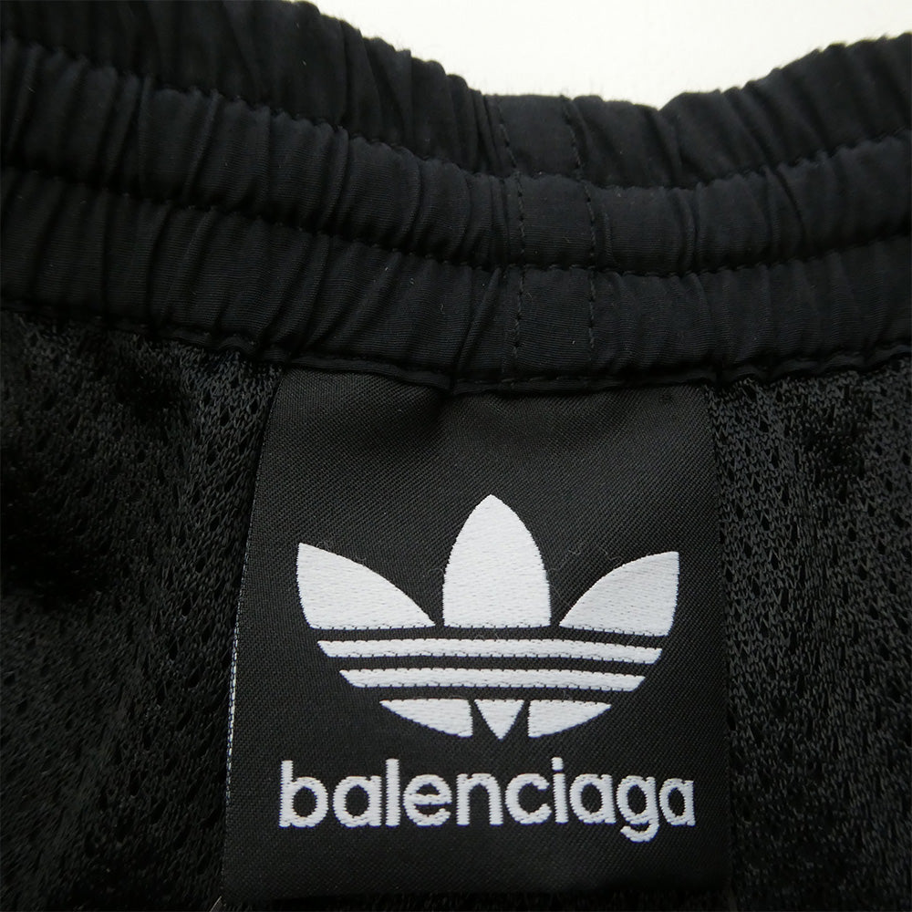 BALENCIAGA バレンシアガ 23SS 725597 TNQ25 × ADIDAS アディダス サイドライン ロゴ トラック パンツ ブラック系 ホワイト系 34【中古】