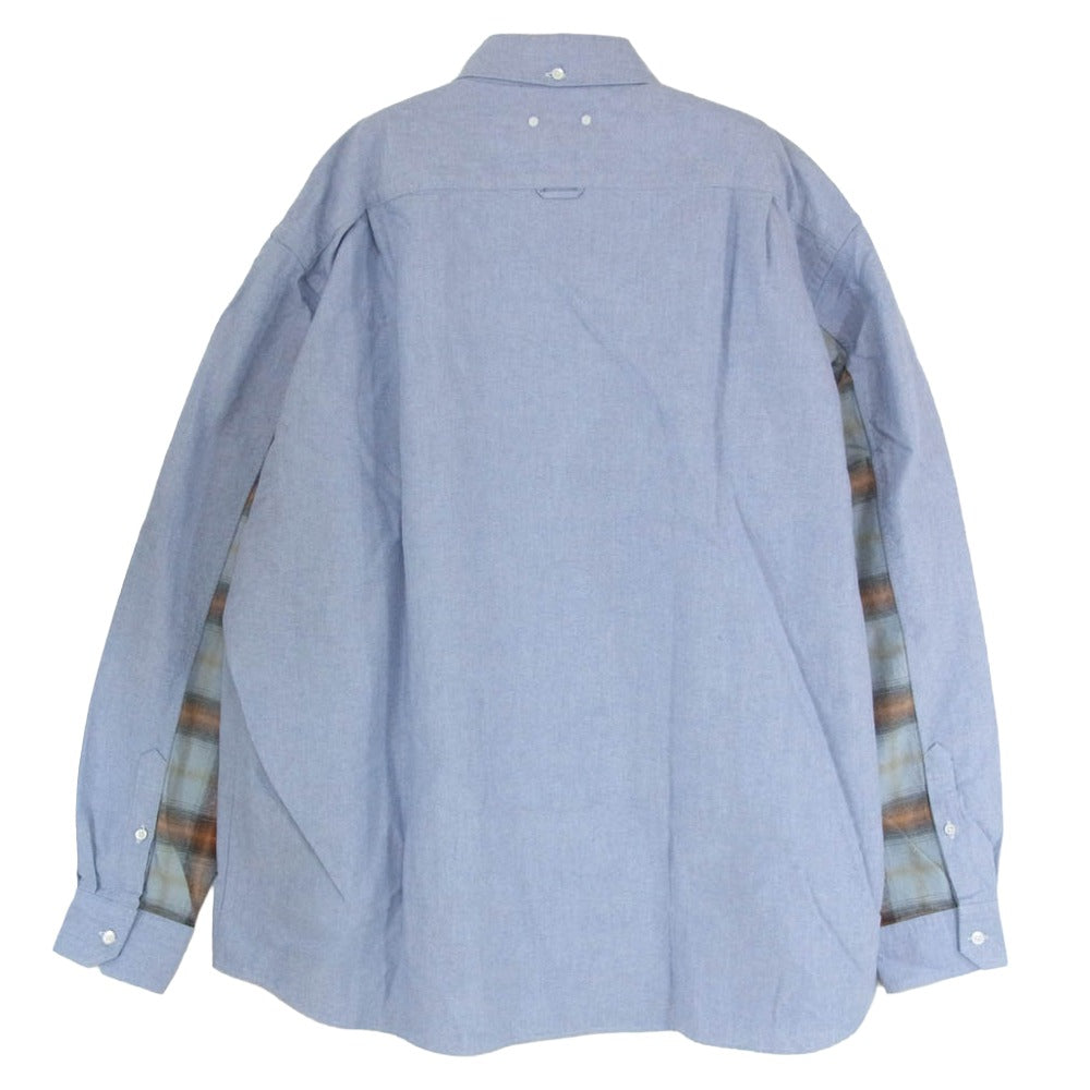 SOPHNET. ソフネット 26SS SPNT-260002 CHECK PANELED B.D SHIRT オンブレチェック切り替え ボタンダウン シャツ ブルー系 4【新古品】【未使用】【中古】