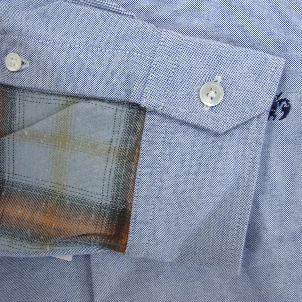 SOPHNET. ソフネット 26SS SPNT-260002 CHECK PANELED B.D SHIRT オンブレチェック切り替え ボタンダウン シャツ ブルー系 4【新古品】【未使用】【中古】