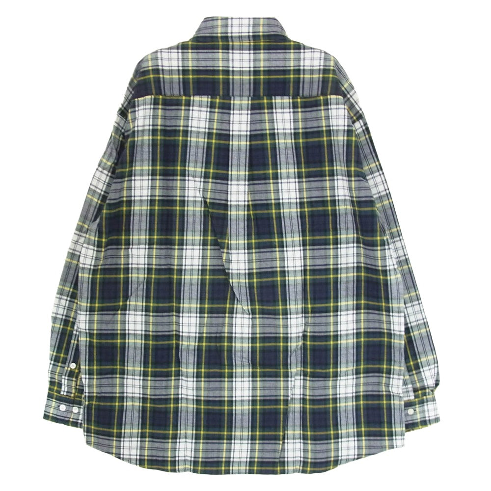 SEQUEL シークエル 25SS SQ-25SS-SH-03 TARTAN FLYFRONT SHIRT タータンチェック フライフロント 長袖 シャツ ネイビー系 L【極上美品】【中古】