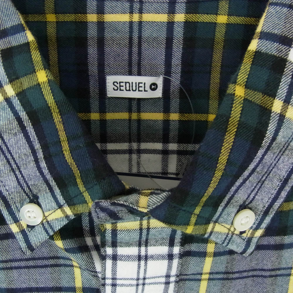 SEQUEL シークエル 25SS SQ-25SS-SH-03 TARTAN FLYFRONT SHIRT タータンチェック フライフロント 長袖 シャツ ネイビー系 L【極上美品】【中古】