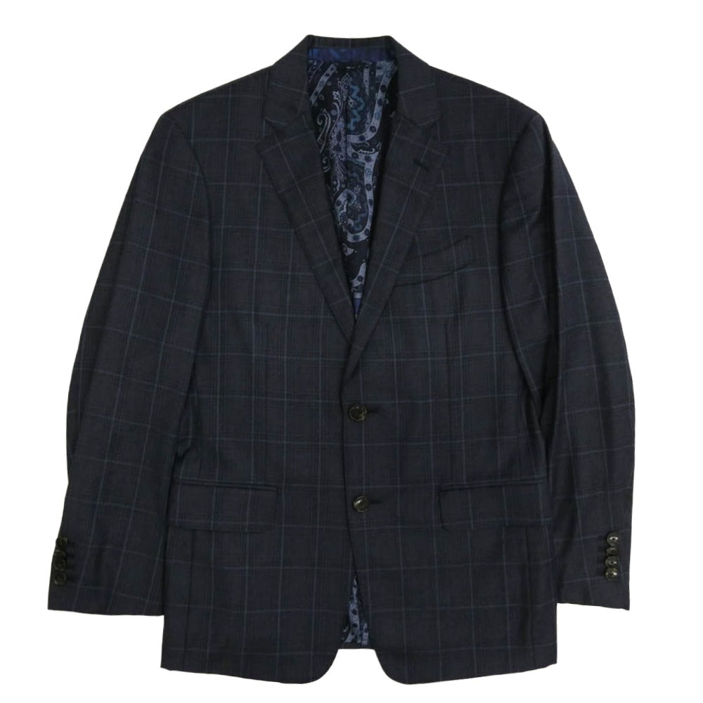 ETRO エトロ 152-1a908-0139 カシミヤ混 チェック 2ボタン スーツ セットアップ ネイビー系 サイズ表記無し【中古】