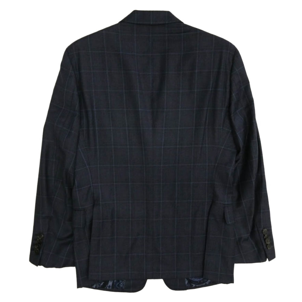 ETRO エトロ 152-1a908-0139 カシミヤ混 チェック 2ボタン スーツ セットアップ ネイビー系 サイズ表記無し【中古】
