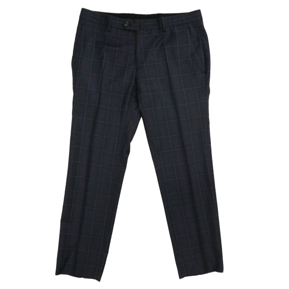 ETRO エトロ 152-1a908-0139 カシミヤ混 チェック 2ボタン スーツ セットアップ ネイビー系 サイズ表記無し【中古】