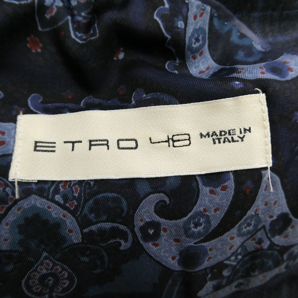 ETRO エトロ 152-1a908-0139 カシミヤ混 チェック 2ボタン スーツ セットアップ ネイビー系 サイズ表記無し【中古】
