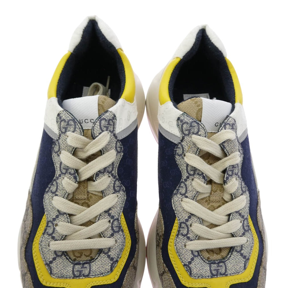 GUCCI グッチ RHYTON ライトン GG ローカット スニーカー ホワイト系 ブラック系 7.5【中古】 GUCCI グッチ RHYTON ライトン GG ローカット スニーカー ホワイト系
