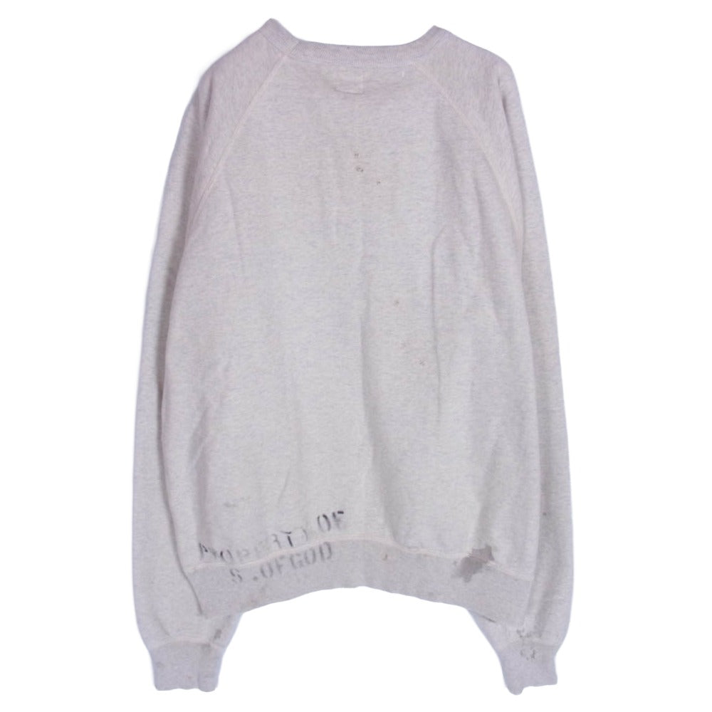 SAINT MICHAEL セントマイケル SM-A23-0000-C31 RAGLAN SWEAT SHIRT MICHAEL ヴィンテージ加工 ラグラン スウェット グレー系 XL【中古】