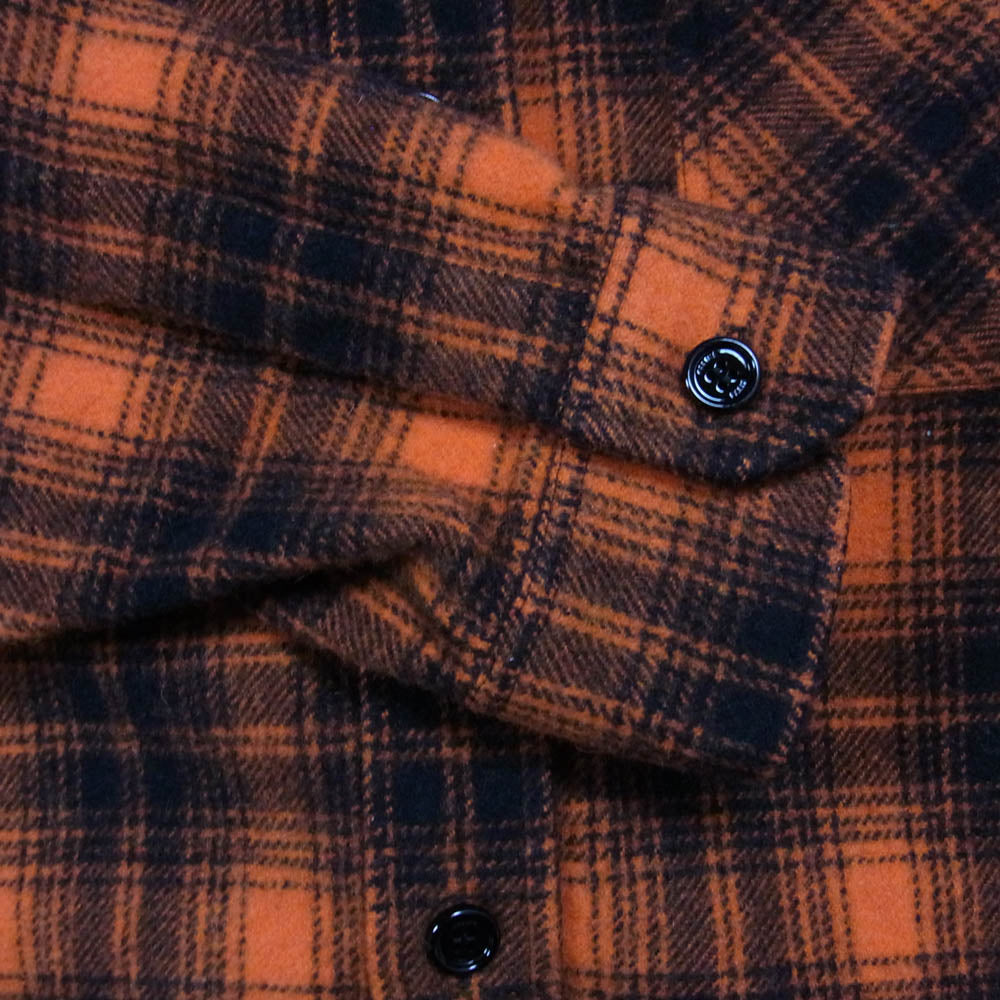 CELINE セリーヌ 22SS 2c574073q Loose Shirt in Checked Wool ウール チェック ルーズ 長袖 シャツ オレンジ系 41【中古】
