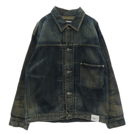 NEIGHBORHOOD ネイバーフッド 23AW 232xbnh-jkm01 SAVAGE DENIM TYPE-1 JACKET 加工 デニム ジャケット インディゴブルー系 L【中古】