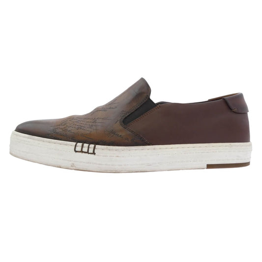 Berluti ベルルッティ プレイタイム カリグラフィ ヴェネチアレザー メンズ スリッポン スニーカー シューズ ブラウン系 7【中古】