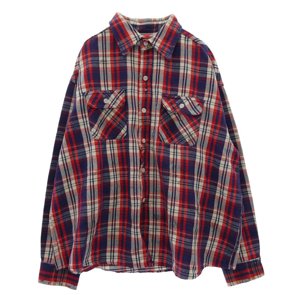 SAINT MICHAEL セントマイケル 26SS SM-MK3-0000-042 FLANNEL SHIRT チェック フランネル シャツ マルチカラー系 XL【新古品】【未使用】【中古】