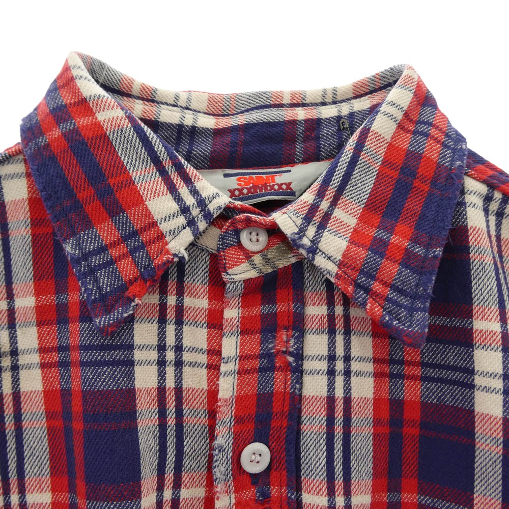 SAINT MICHAEL セントマイケル 26SS SM-MK3-0000-042 FLANNEL SHIRT チェック フランネル シャツ マルチカラー系 XL【新古品】【未使用】【中古】