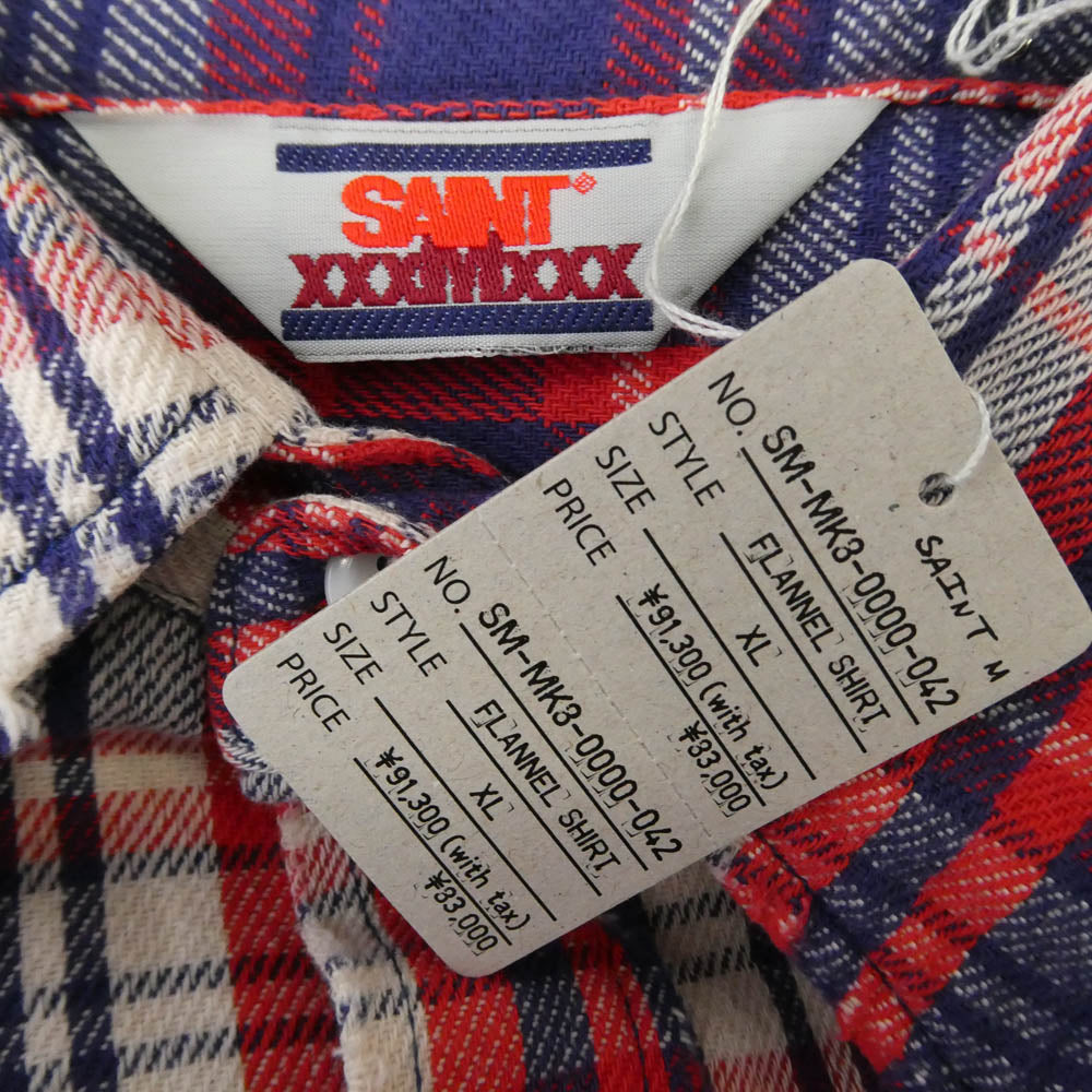 SAINT MICHAEL セントマイケル 26SS SM-MK3-0000-042 FLANNEL SHIRT チェック フランネル シャツ マルチカラー系 XL【新古品】【未使用】【中古】