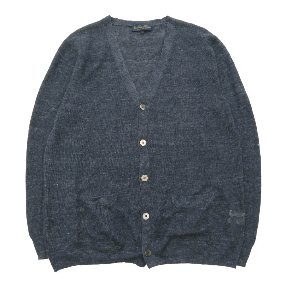 Brooks Brothers ブルックスブラザーズ リネン メランジ Vネック カーディガン ダークネイビー系 L【中古】
