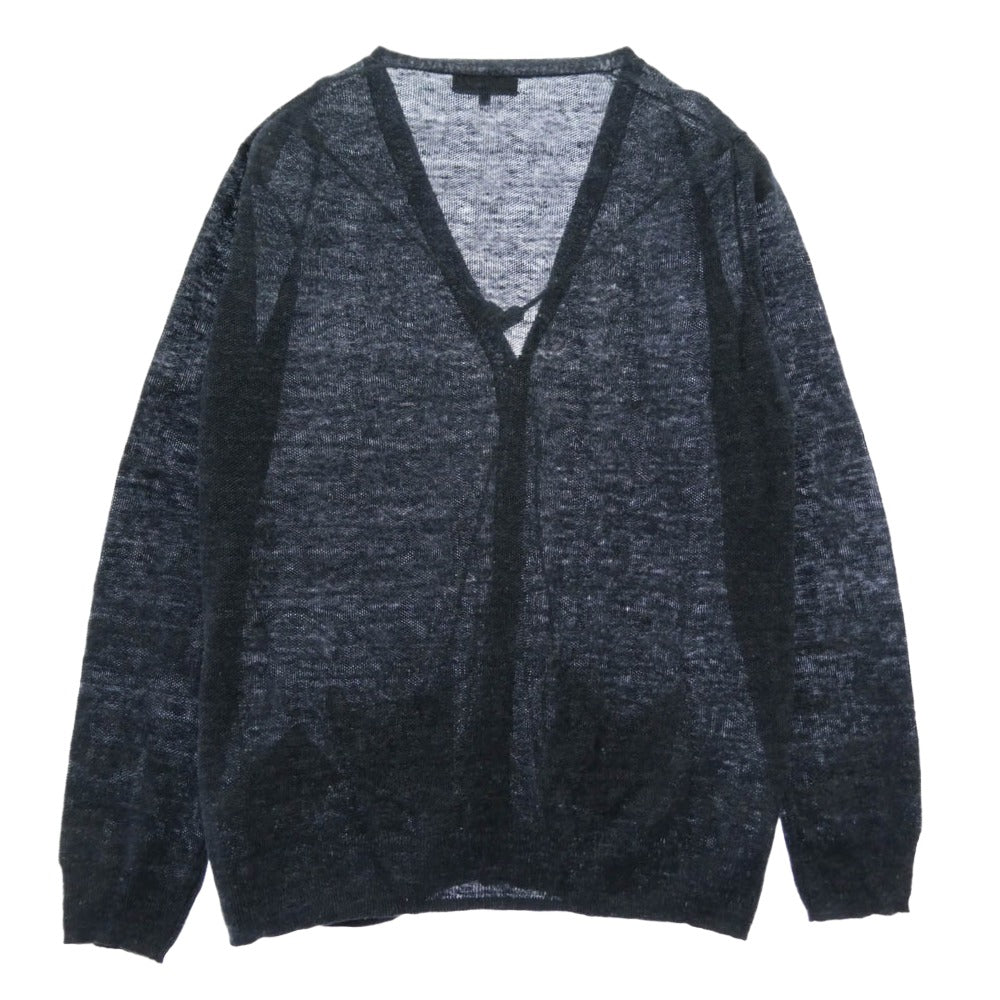Brooks Brothers ブルックスブラザーズ リネン メランジ Vネック カーディガン ダークネイビー系 L【中古】