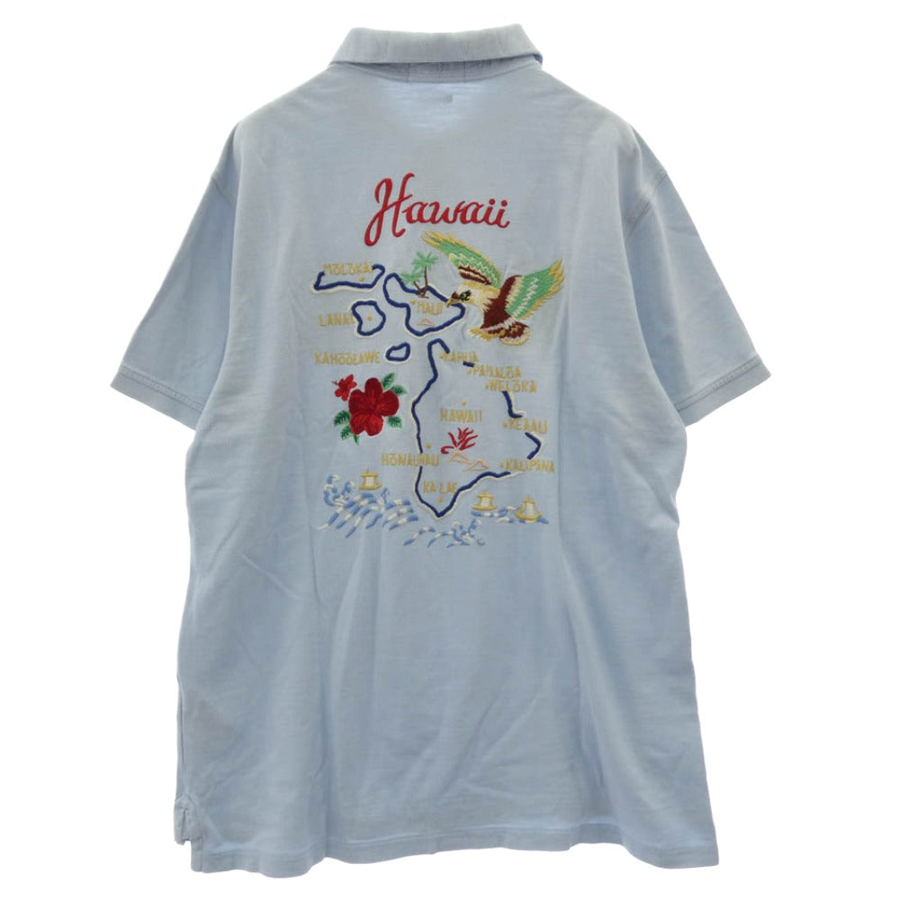 POLO RALPH LAUREN ポロ・ラルフローレン HAWAII スーベニア刺繍 半袖 ポロシャツ ライトブルー系 L【中古】