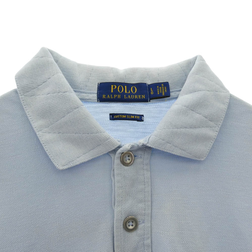 POLO RALPH LAUREN ポロ・ラルフローレン HAWAII スーベニア刺繍 半袖 ポロシャツ ライトブルー系 L【中古】