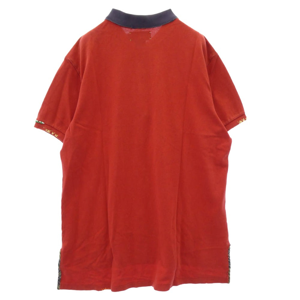 POLO RALPH LAUREN ポロ・ラルフローレン MNBLKNIM1I00174 ダメージ加工 ビーズ刺繍 半袖 ポロシャツ レッド系 XL【中古】