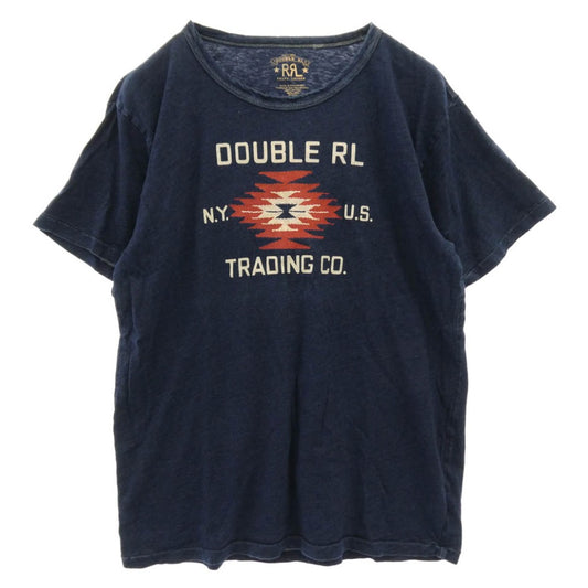 RRL ダブルアールエル INDIGO GRAPHIC T-SHIRTS インディゴ グラフィック プリント Tシャツ ネイビー系 L【中古】