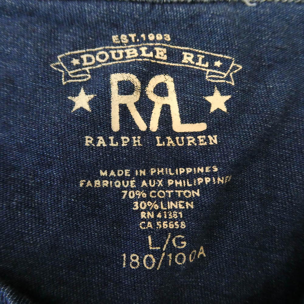 RRL ダブルアールエル INDIGO GRAPHIC T-SHIRTS インディゴ グラフィック プリント Tシャツ ネイビー系 L【中古】