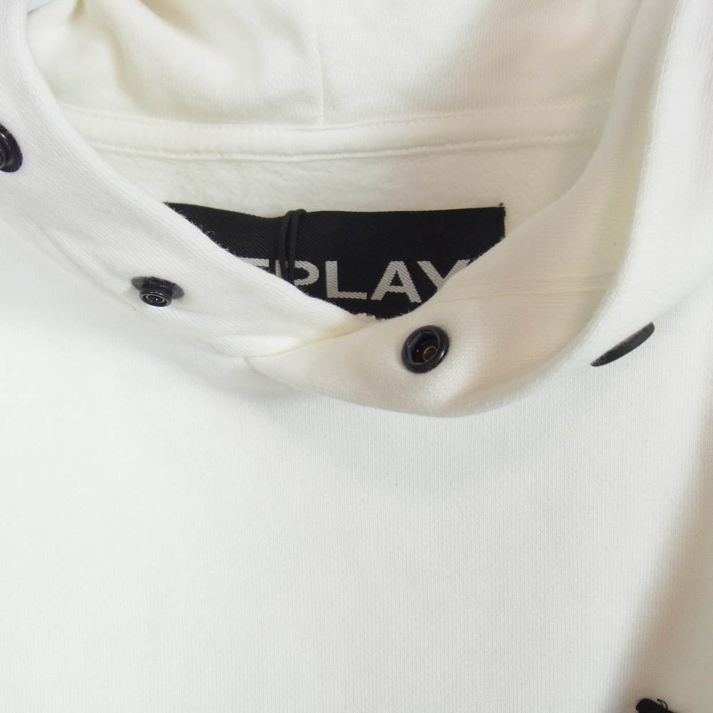 リプレイ M6523.000.21842 Hooded Sweatshirt Biker Patch スウェット フーディ プルオーバー パーカー ホワイト系 L【新古品】【未使用】【中古】