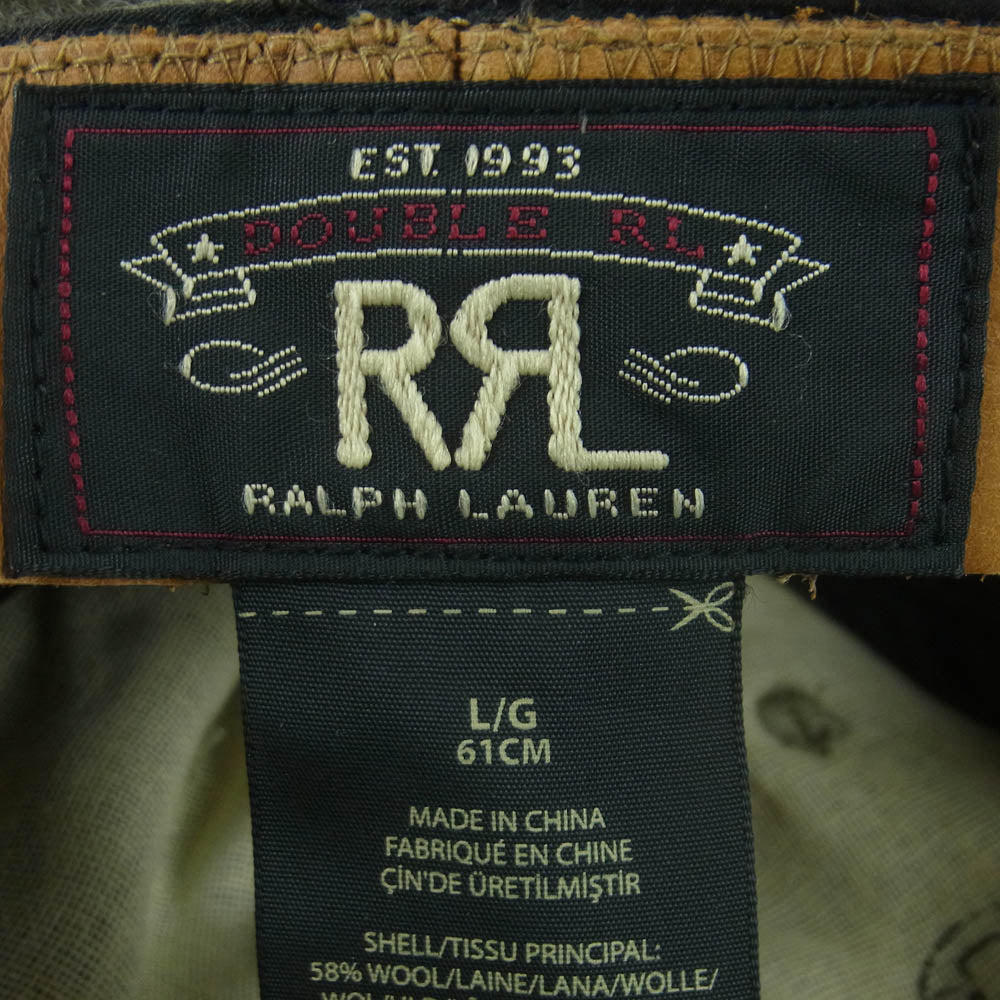 RRL ダブルアールエル Fitted Wool-Blend Ball Cap ウール ブレンド ベースボール キャップ カーキ系 オリーブドラブ系 L 61cm【中古】