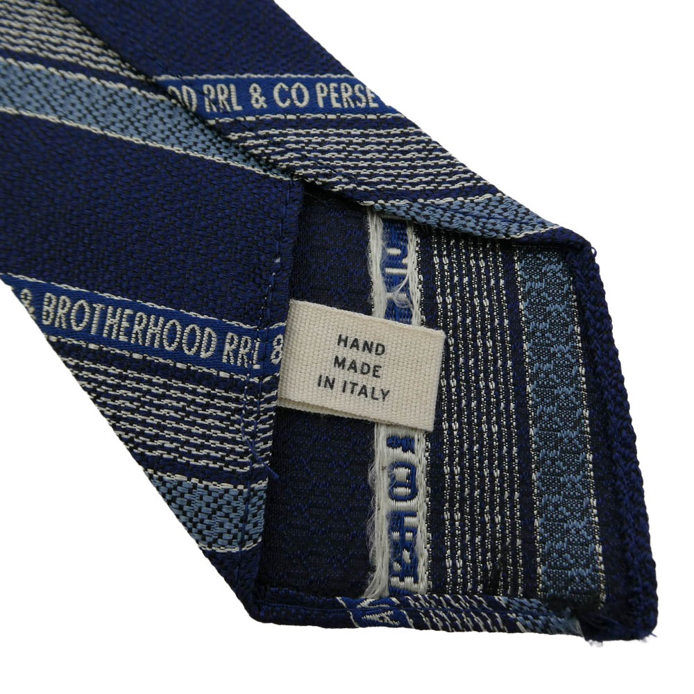 RRL ダブルアールエル イタリア製 シルク レジメンタル ネクタイ ブルー系【中古】