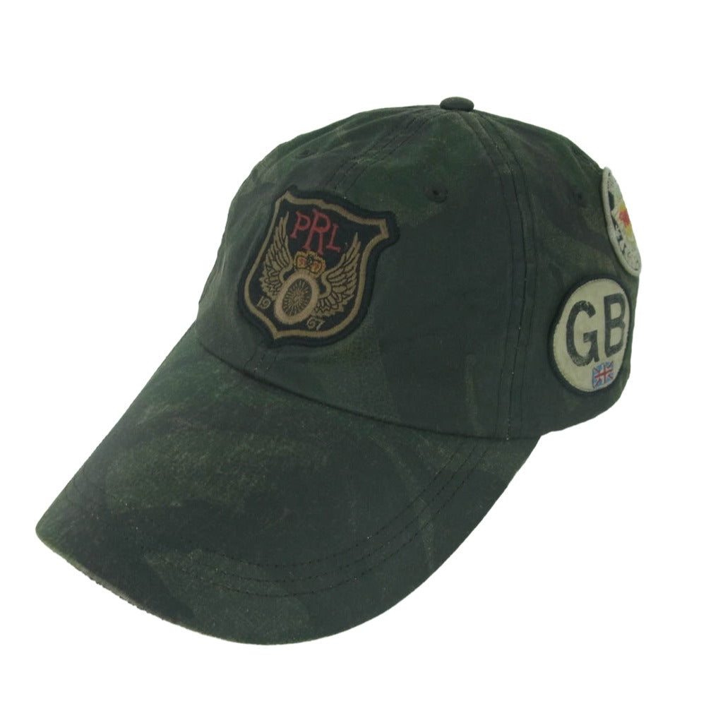 POLO RALPH LAUREN ポロ・ラルフローレン Oil cloth Long Bill cap オイルクロス ロングビル カモ柄 キャップ グリーン系 カーキ系 58cm【中古】