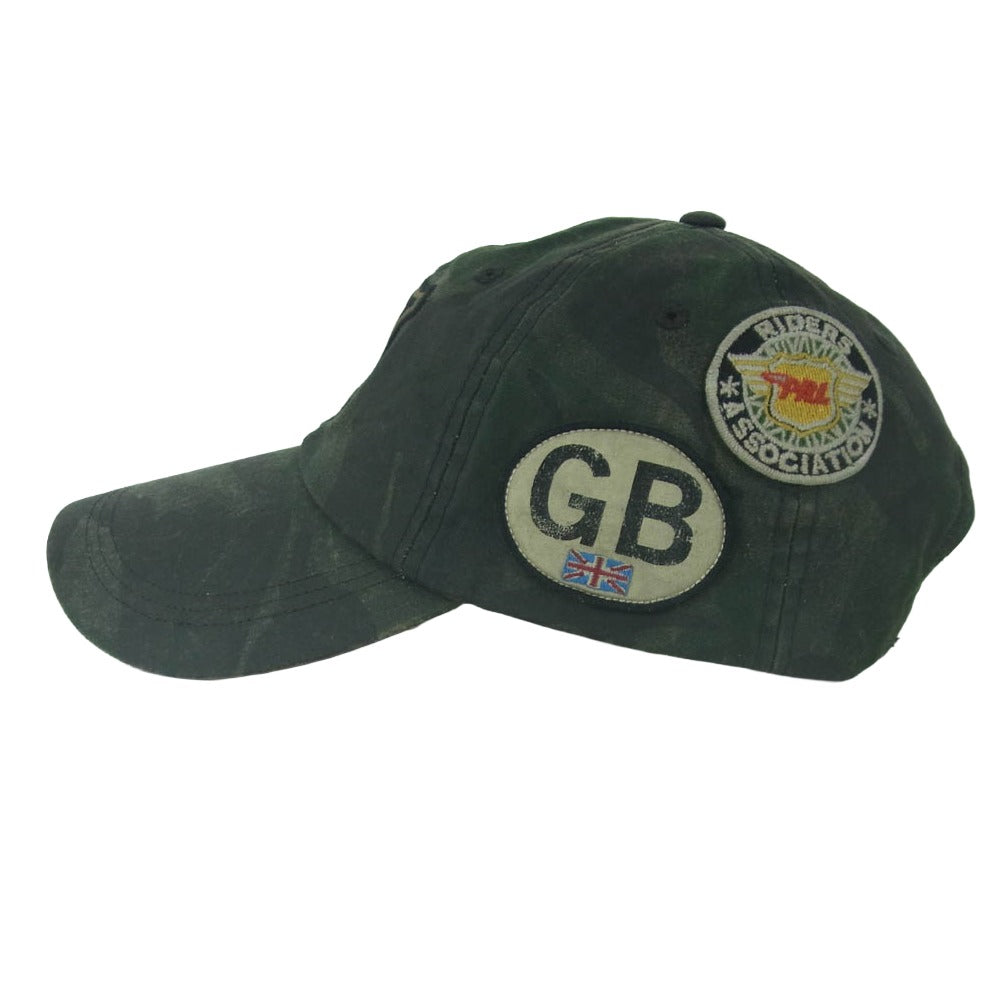 POLO RALPH LAUREN ポロ・ラルフローレン Oil cloth Long Bill cap オイルクロス ロングビル カモ柄 キャップ グリーン系 カーキ系 58cm【中古】