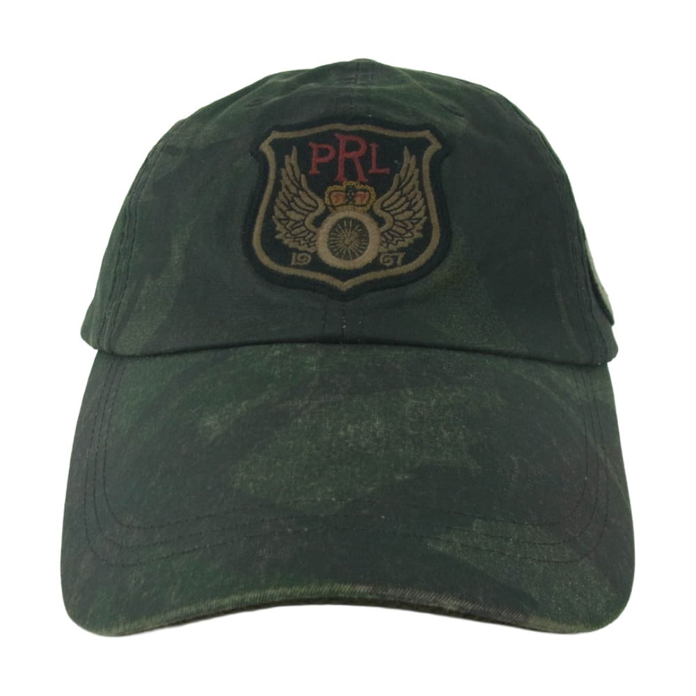 POLO RALPH LAUREN ポロ・ラルフローレン Oil cloth Long Bill cap オイルクロス ロングビル カモ柄 キャップ グリーン系 カーキ系 58cm【中古】