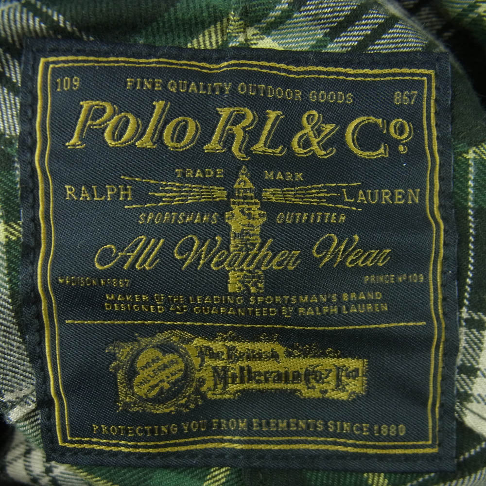 POLO RALPH LAUREN ポロ・ラルフローレン Oil cloth Long Bill cap オイルクロス ロングビル カモ柄 キャップ グリーン系 カーキ系 58cm【中古】