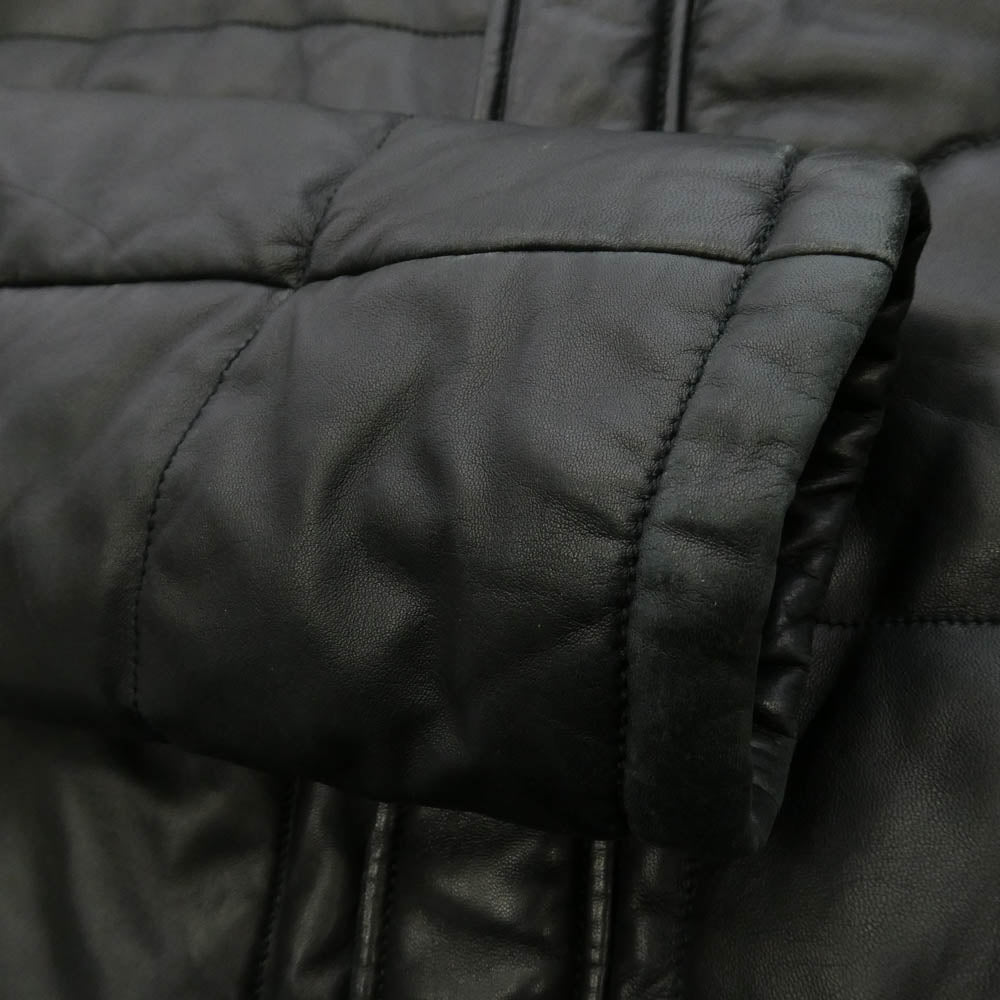 ARMANI COLLEZIONI アルマーニコレッツォーニ 襟ボア 中綿 シープレザー フィールドジャケット ハーフコート ブラック系 50【中古】