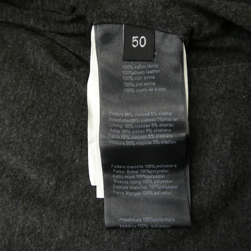 ARMANI COLLEZIONI アルマーニコレッツォーニ 襟ボア 中綿 シープレザー フィールドジャケット ハーフコート ブラック系 50【中古】