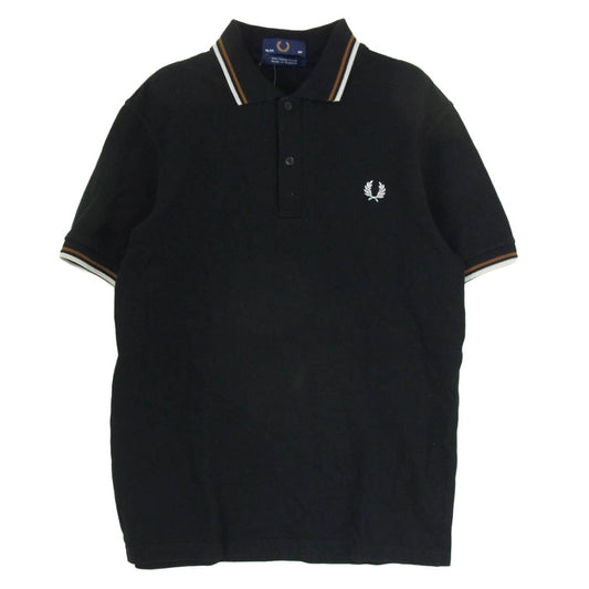 FRED PERRY フレッドペリー M12N TWIN TIPPED FP SHIRT ライン ポロシャツ 半袖シャツ ブラック系 38【中古】