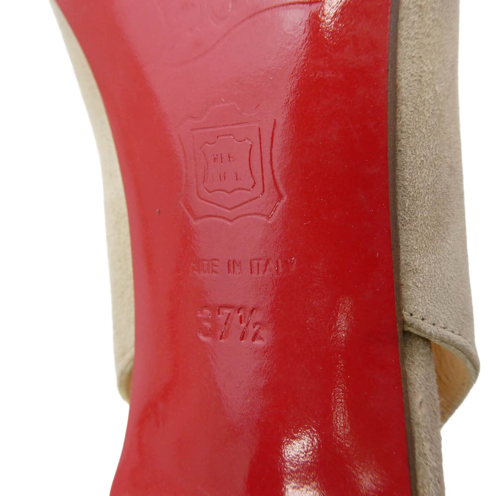 Christian Louboutin クリスチャンルブタン リボン スエード パンプス ヒール ベージュ系 37.5【中古】
