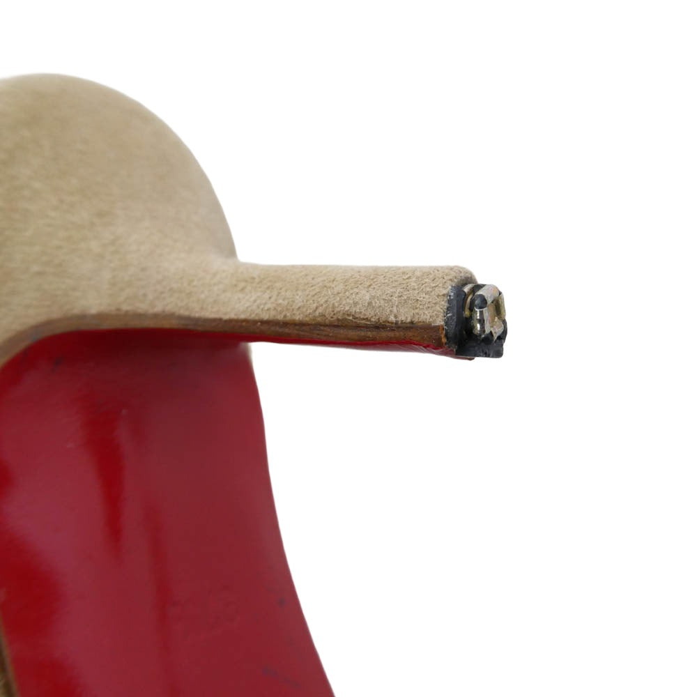 Christian Louboutin クリスチャンルブタン リボン スエード パンプス ヒール ベージュ系 37.5【中古】