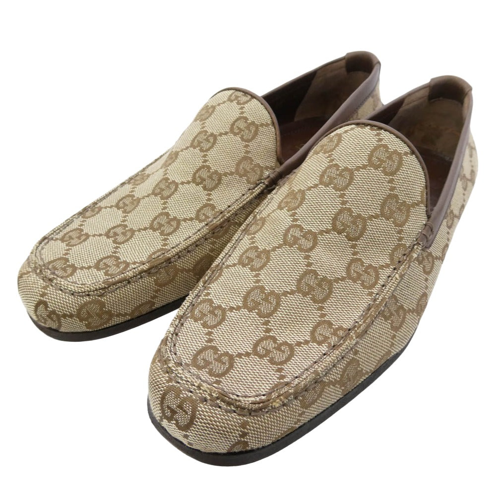 GUCCI グッチ 91003 GGキャンバス ドライビングシューズ ローファー スリッポン ブラウン系 38【中古】