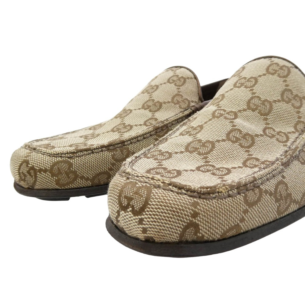 GUCCI グッチ 91003 GGキャンバス ドライビングシューズ ローファー スリッポン ブラウン系 38【中古】