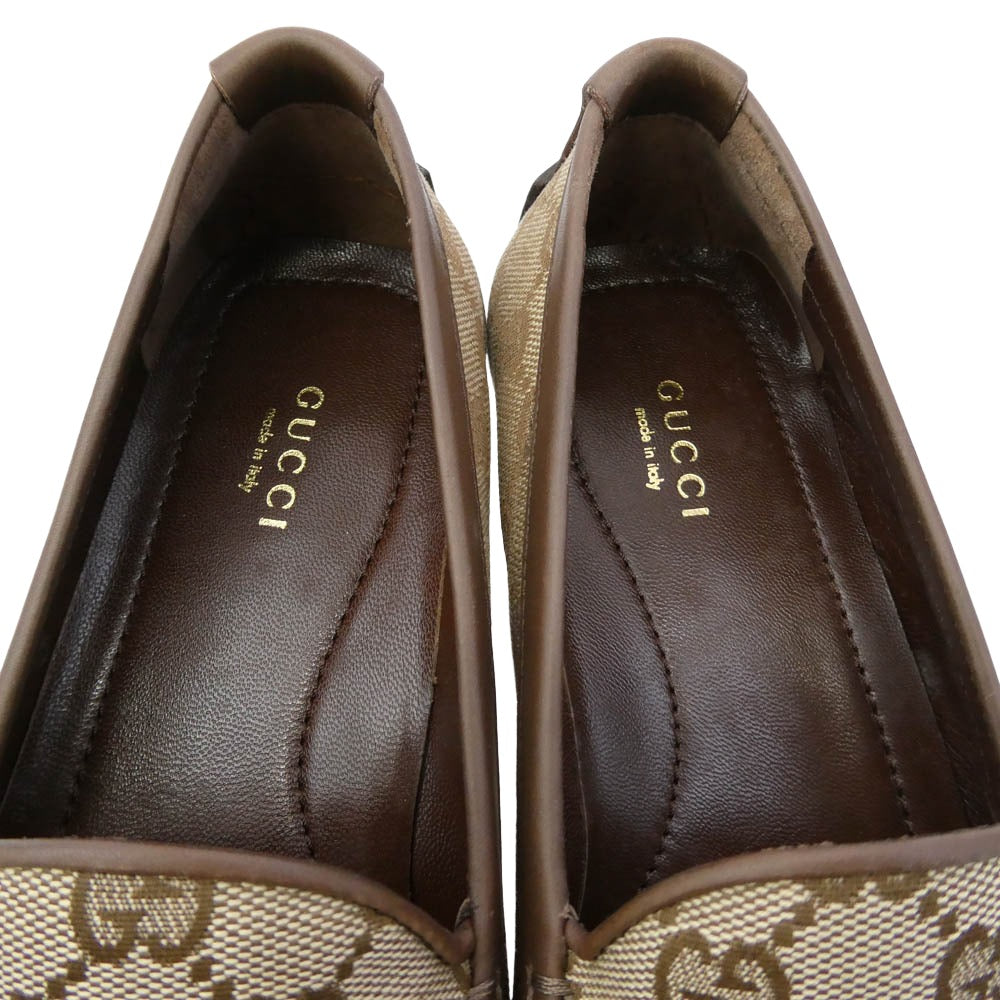 GUCCI グッチ 91003 GGキャンバス ドライビングシューズ ローファー スリッポン ブラウン系 38【中古】