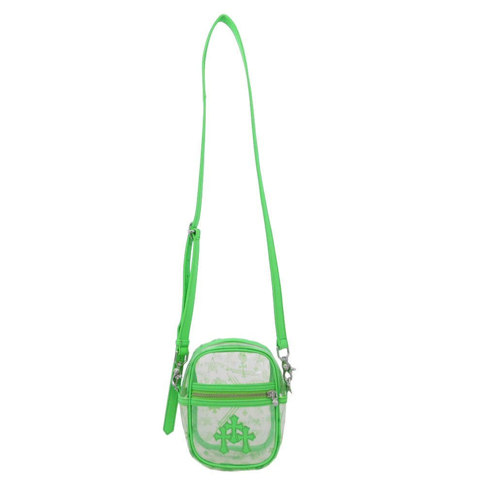 CHROME HEARTS クロムハーツ（原本無） TAKA MINI PVC タカミニ レザークロスパッチ ショルダー バッグ グリーン系 クリア系【中古】