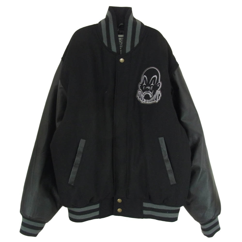 ジョーカーブランド ワッペン付 レザー切替 スタジャン ブルゾン ジャケット ブラック系 M【中古】