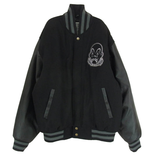 ジョーカーブランド ワッペン付 レザー切替 スタジャン ブルゾン ジャケット ブラック系 M【中古】