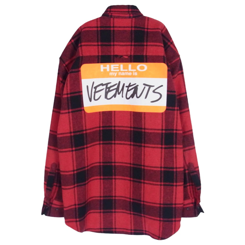 VETEMENTS ヴェトモン MY NAME IS VETEMENTS FLANNEL SHIRT フランネル