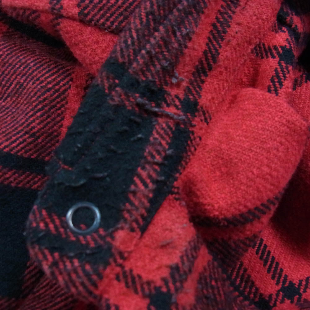 VETEMENTS ヴェトモン MY NAME IS VETEMENTS FLANNEL SHIRT フランネル 長袖 チェック シャツ レッド系 XS【中古】