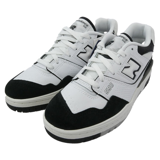 NEW BALANCE ニューバランス BB550NCA BB550 NCA レザー スエード ローカット スニーカー ホワイト系 ブラック系 24cm【新古品】【未使用】【中古】