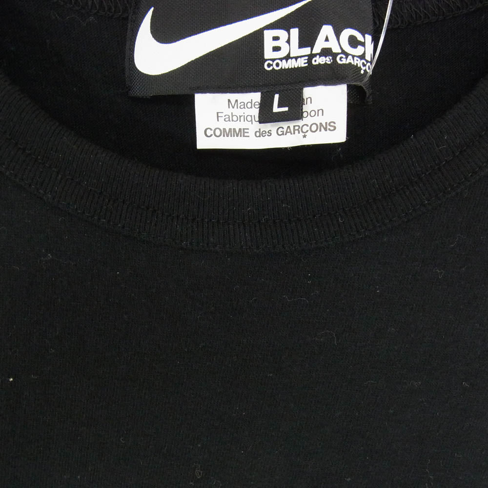 BLACK COMME des GARCONS ブラックコムデギャルソン 1L-T101 AD2023 スウッシュ オーバーサイズ 半袖 Tシャツ カットソー ブラック系 L【中古】