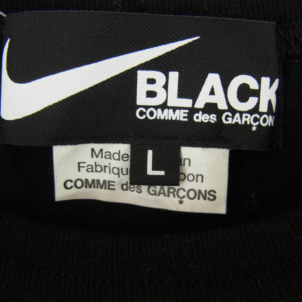BLACK COMME des GARCONS ブラックコムデギャルソン 1L-T101 AD2023 スウッシュ オーバーサイズ 半袖 Tシャツ カットソー ブラック系 L【中古】